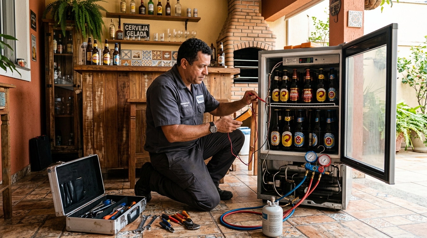 Recarga de gás refrigerante de cervejeira em Passo Fundo‑RS